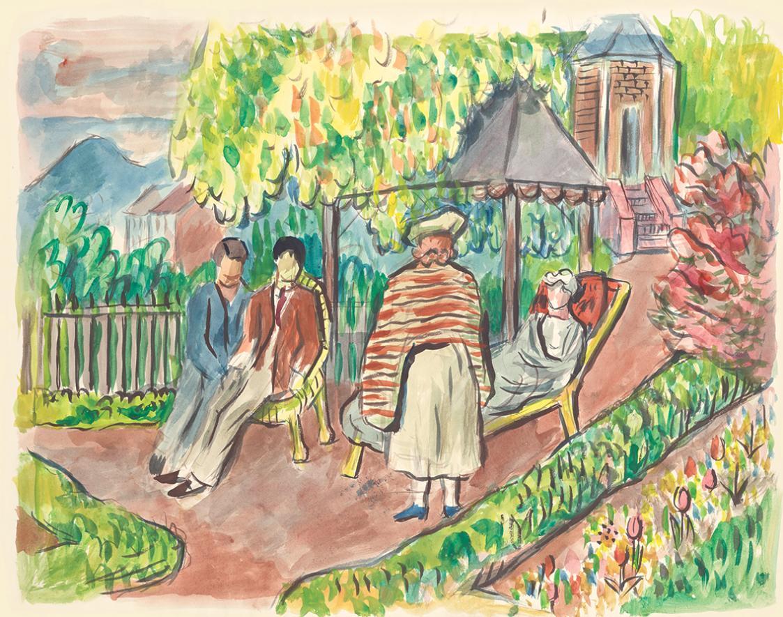 Alfred Wickenburg, Parkszene, um 1940, Aquarell auf Papier, Blattmaße: 49 x 61,6 cm, Leihgabe a ...