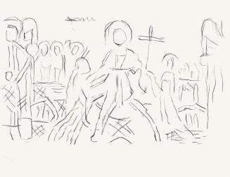 Alfred Wickenburg, Heiligendarstellung, um 1956, Kohle auf Papier, Blattmaße: 24,1 × 32 cm, Lei ...