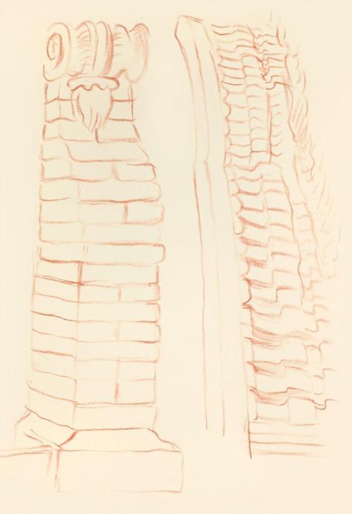 Alfred Wickenburg, Architekturdetail, 1939, Rötel auf Transparentpapier, Blattmaße: 30 × 21 cm, ...