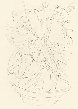 Alfred Wickenburg, Detail eines Blumenstilllebens, um 1955, Kohle auf Papier, Blattmaße: 30 × 2 ...