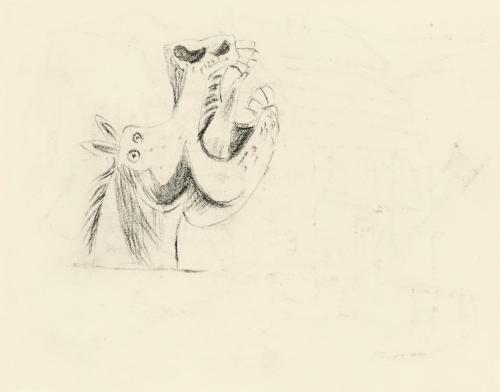 Alfred Wickenburg, Studie zu dem Pferdekopf in Picassos "Guernica", 1950, Kohle auf Transparent ...