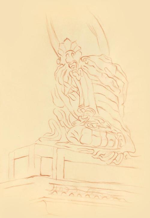 Alfred Wickenburg, Architekturdetail, 1939, Rötel auf Papier, Blattmaße: 29,9 × 20,7 cm, Leihga ...