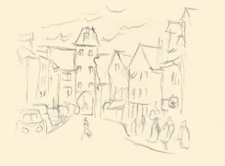 Alfred Wickenburg, Straße zum Unterstadttor in Meersburg, 1953, Graphit auf Papier, Blattmaße:  ...