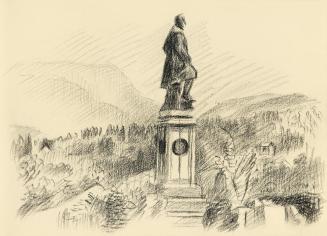 Alfred Wickenburg, Denkmal in einer Landschaft, 1942, Kohle auf Papier, Blattmaße: 15 × 21 cm,  ...