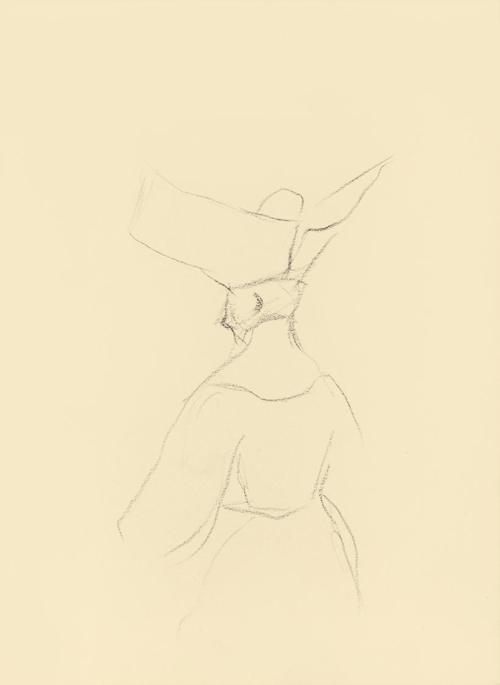 Alfred Wickenburg, Nonne, 1942, Schwarze Kreide auf Papier, Blattmaße: 21 × 15 cm, Leihgabe aus ...