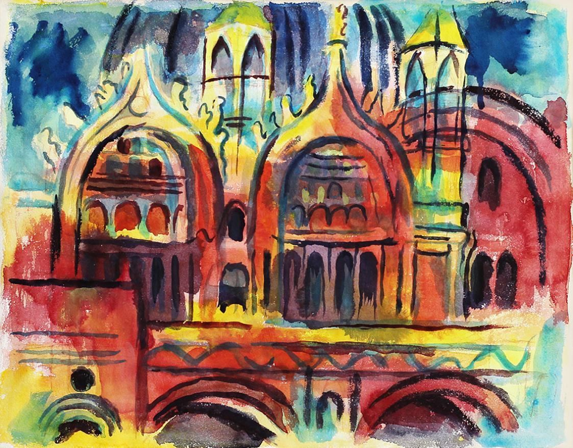 Alfred Wickenburg, San Marco, um 1960, Aquarell auf Papier, Blattmaße: 45,5 × 57,6 cm, galerie  ...