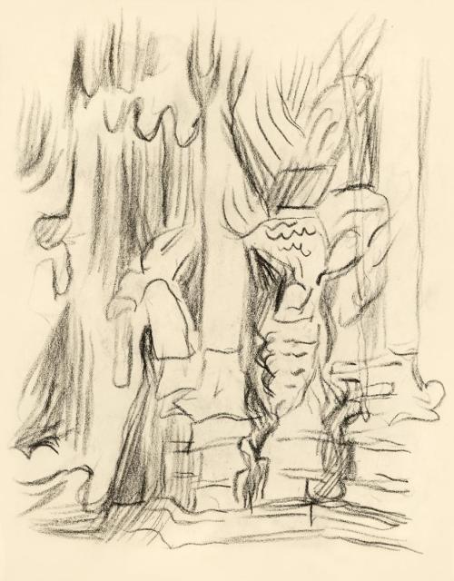 Alfred Wickenburg, Architekturdetail, 1950, Kohle auf Papier, Blattmaße: 19,1 × 15 cm, Leihgabe ...