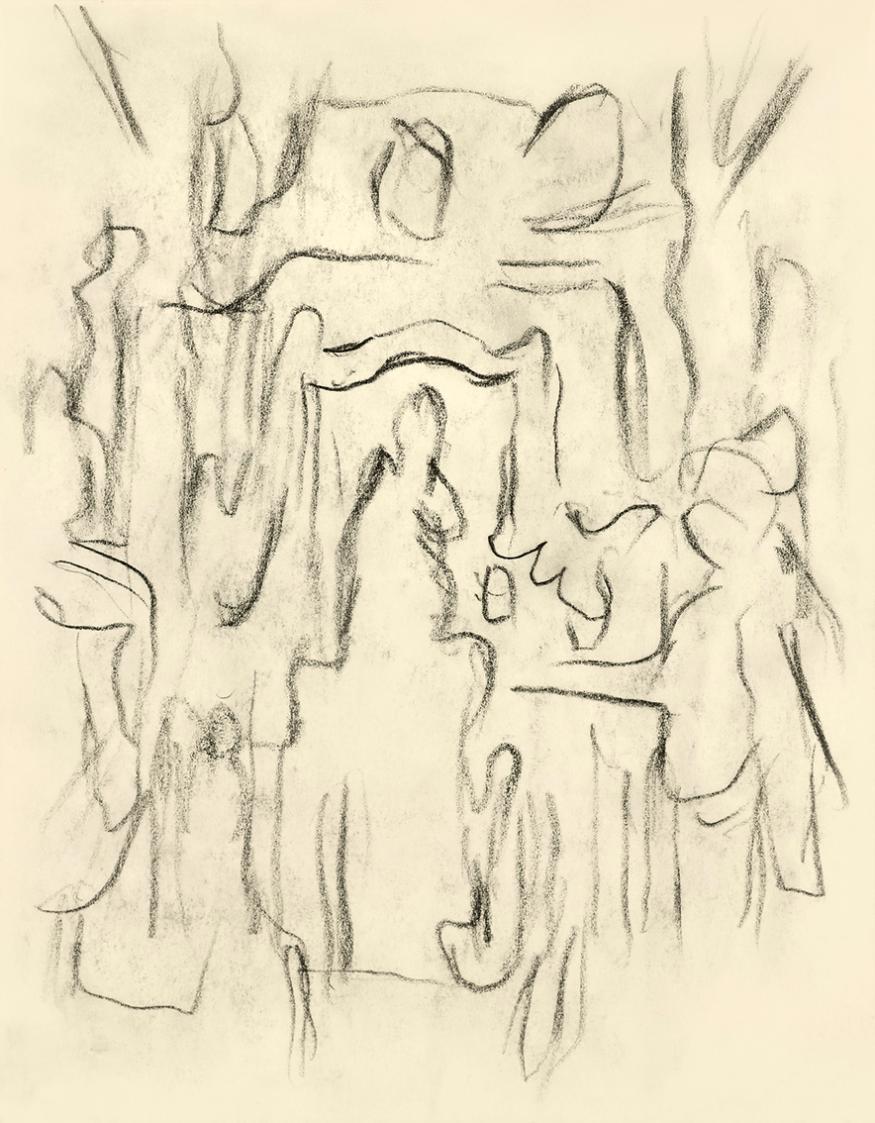 Alfred Wickenburg, Skizze, 1950, Kohle auf Papier, Blattmaße: 19,1 × 15 cm, Leihgabe aus Privat ...