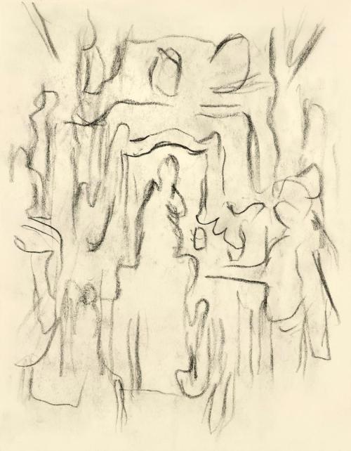 Alfred Wickenburg, Skizze, 1950, Kohle auf Papier, Blattmaße: 19,1 × 15 cm, Leihgabe aus Privat ...