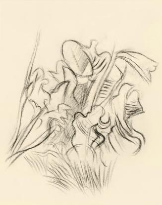 Alfred Wickenburg, Pflanzenstudie, 1950, Kohle auf Papier, Blattmaße: 19,1 × 15 cm, Leihgabe au ...