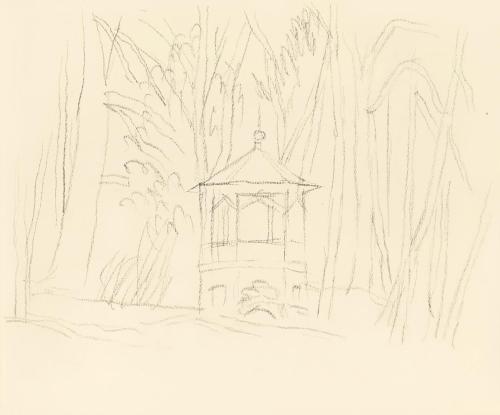 Alfred Wickenburg, Pavillon in einem Park, 1938, Bleistift auf Papier, Blattmaße: 19 × 23 cm, L ...