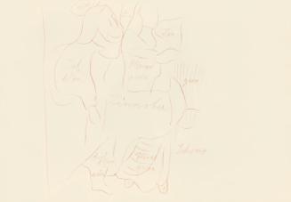 Alfred Wickenburg, Detailstudie mit Farbnotizen für das Gemälde "Sposalizio", 1942, Rötel auf P ...