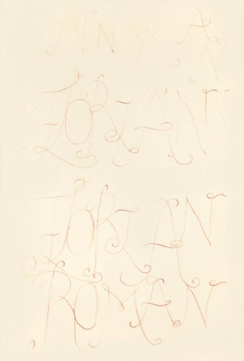 Alfred Wickenburg, Entwürfe für den Schriftzug auf dem Cover des Romans "Florian" von Erik Wick ...