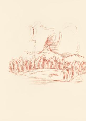 Alfred Wickenburg, Bäume und Büsche, 1943, Rötel auf Papier, Blattmaße: 31,9 × 23 cm, Leihgabe  ...