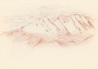 Alfred Wickenburg, Berglandschaft, 1943, Rötel auf Papier, Blattmaße: 23 × 31,9 cm, Leihgabe au ...
