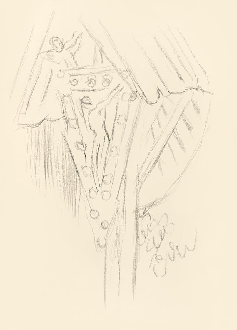 Alfred Wickenburg, Bildstock, 1955/1960, Graphit auf Papier, Blattmaße: 29,5 × 21 cm, Leihgabe  ...