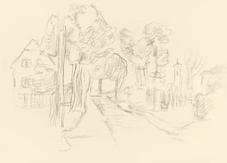 Alfred Wickenburg, Straße mit Bäumen und einem Haus, 1939/1944, Graphit auf Papier, Blattmaße:  ...