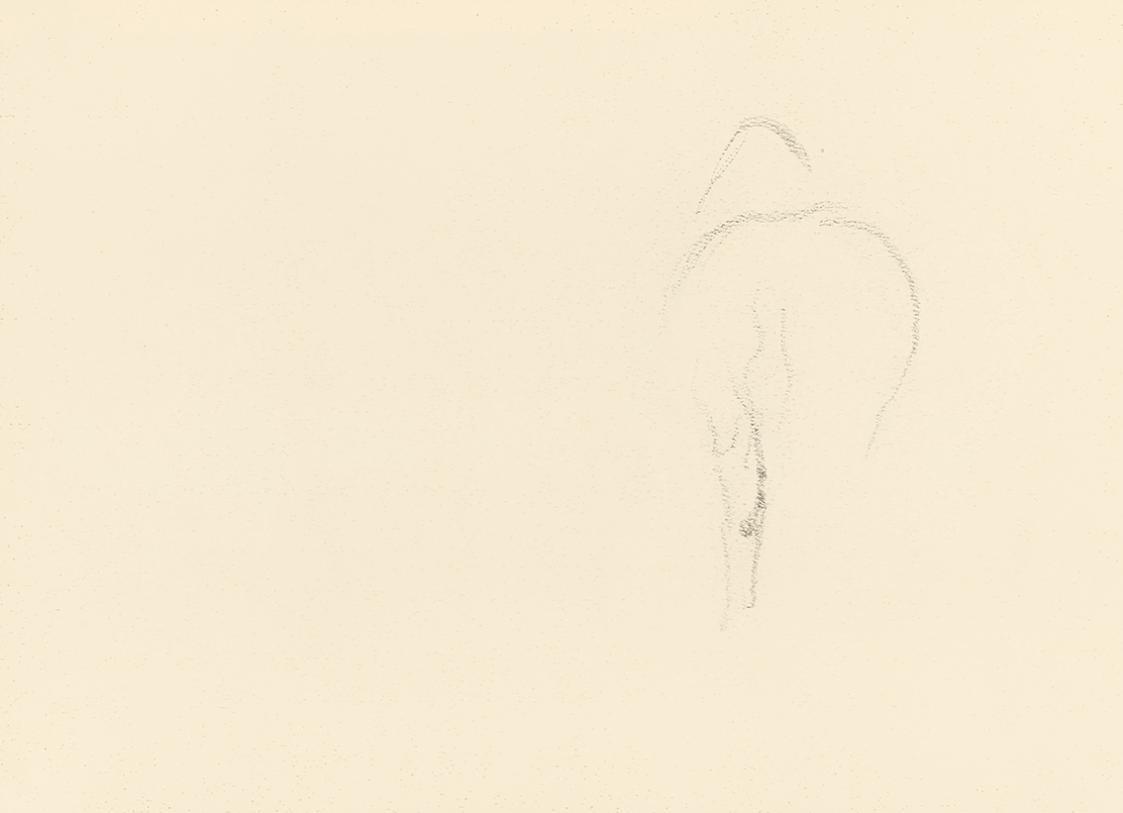 Alfred Wickenburg, Skizze eines Löwens von hinten, 1939/1944, Graphit auf Papier, Blattmaße: 21 ...