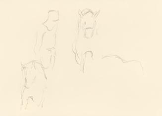 Alfred Wickenburg, Pferdeskizzen und eine menschliche Figur, 1939/1944, Graphit auf Papier, Bla ...