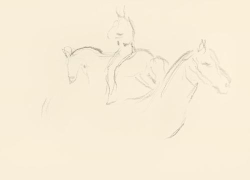 Alfred Wickenburg, Pferd im Profil und Pferd mit Reiter, 1939/1944, Graphit auf Papier, Blattma ...