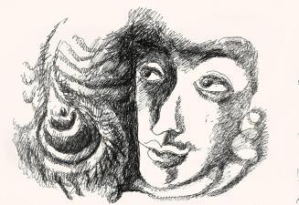 Alfred Wickenburg, Kopf mit Muschel, um 1970, Schwarzer Filzstift auf Papier, Blattmaße: 41,7 × ...