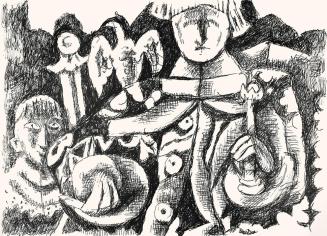 Alfred Wickenburg, Darstellung eines Herrschers, um 1970, Schwarzer Filzstift auf Papier, Blatt ...