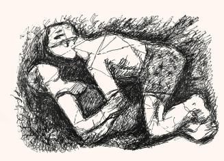 Alfred Wickenburg, Liebespaar, um 1970, Schwarzer Filzstift auf Papier, Blattmaße: 42 × 58 cm,  ...