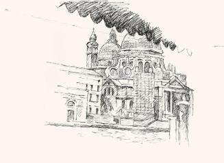 Alfred Wickenburg, Santa Maria della Salute, um 1960, Schwarzer Aquarellstift auf Papier, Blatt ...