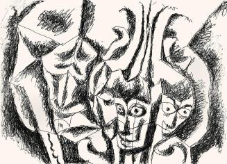 Alfred Wickenburg, Masken, um 1970, Schwarzer Filzstift auf Papier, Blattmaße: 42 × 58 cm, Leih ...