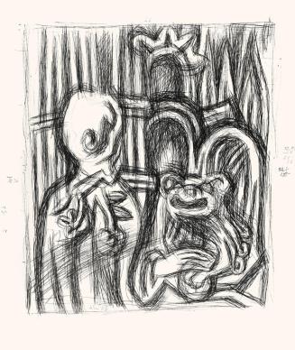 Alfred Wickenburg, San Vitale, 1956, Schwarzer Kugelschreiber auf Papier, Blattmaße: 39,7 × 33, ...