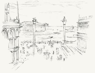 Alfred Wickenburg, Piazzetta San Marco, um 1956, Kohle auf Papier, Blattmaße: 24,1 × 32 cm, Lei ...