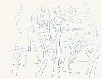 Alfred Wickenburg, Bäume, um 1956, Blauer Kugelschreiber auf Papier, Blattmaße: 24,1 × 32 cm, L ...