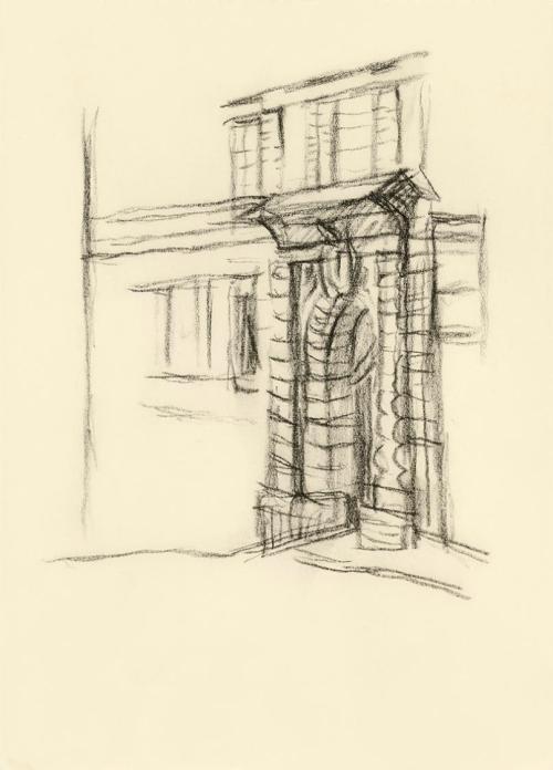 Alfred Wickenburg, Studie für das Wandbild "An der Hüfte des Engels": Portal, um 1950, Schwarze ...