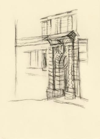 Alfred Wickenburg, Studie für das Wandbild "An der Hüfte des Engels": Portal, um 1950, Schwarze ...