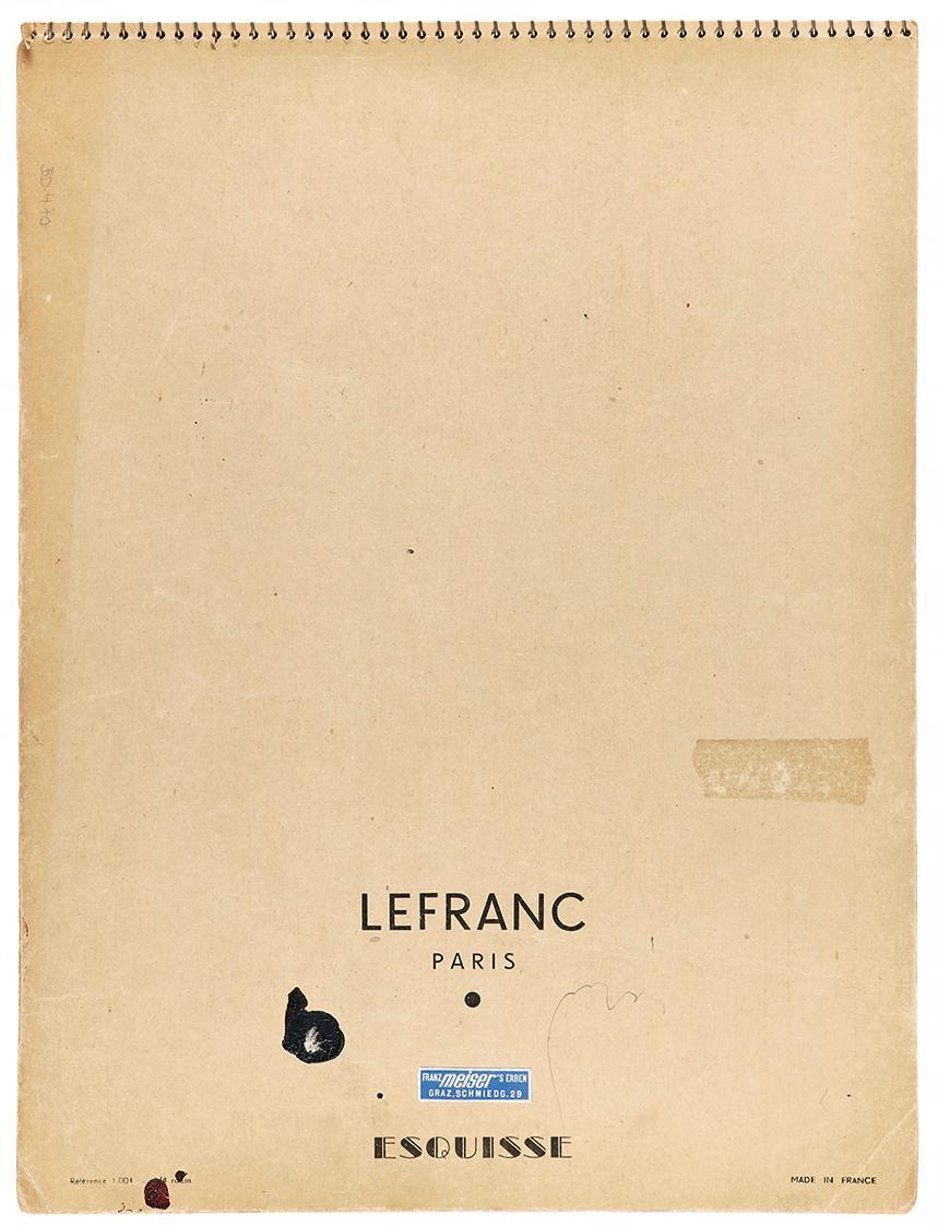 Alfred Wickenburg, Skizzenbuch: LEFRANC Paris ESQUISSE (Nr. 43), um 1956, Kugelschreiber, Kohle ...