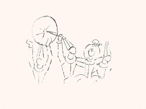Alfred Wickenburg, Theaterszene, um 1965, Schwarzer Filzstift auf Papier, Blattmaße: 35,9 × 48  ...