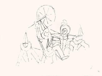 Alfred Wickenburg, Theaterszene, um 1965, Schwarzer Filzstift auf Papier, Blattmaße: 35,8 × 47, ...