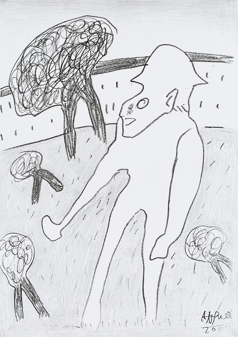 Kurt Hüpfner, Ohne Titel, 2000, Kopie, mit Bleistift bearbeitet, 29,7 × 21 cm, Privatbesitz, Wi…