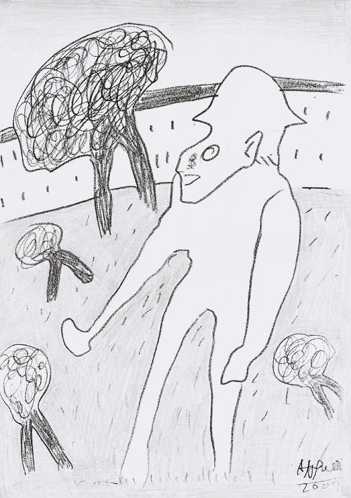 Kurt Hüpfner, Ohne Titel, 2000, Kopie, mit Bleistift bearbeitet, 29,7 × 21 cm, Privatbesitz, Wi…