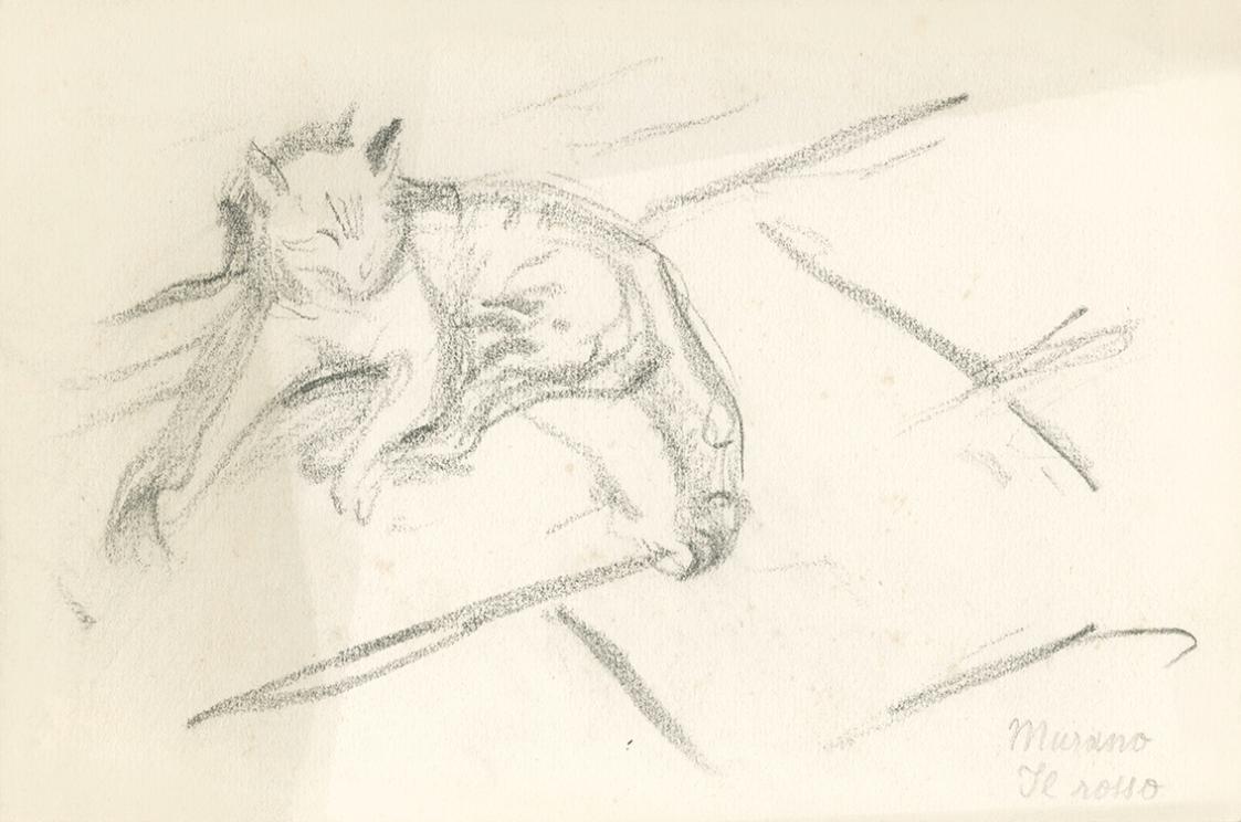 Alfred Wickenburg, Il rosso (Katze), Murano, 1920/1923, Graphit auf Papier, Blattmaße: 15,8 × 2 ...