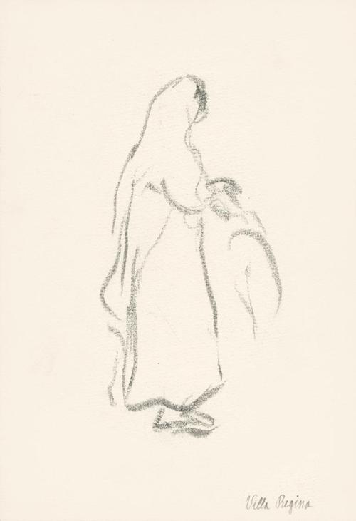 Alfred Wickenburg, Stehende weibliche Person, 1920/1923, Graphit und Tinte in Feder auf Papier, ...