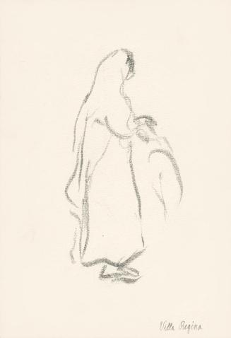 Alfred Wickenburg, Stehende weibliche Person, 1920/1923, Graphit und Tinte in Feder auf Papier, ...