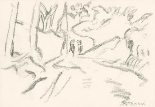 Alfred Wickenburg, Weg zur Villa Ricciardi, 1920/1923, Graphit auf Papier, Blattmaße: 16,9 × 24 ...