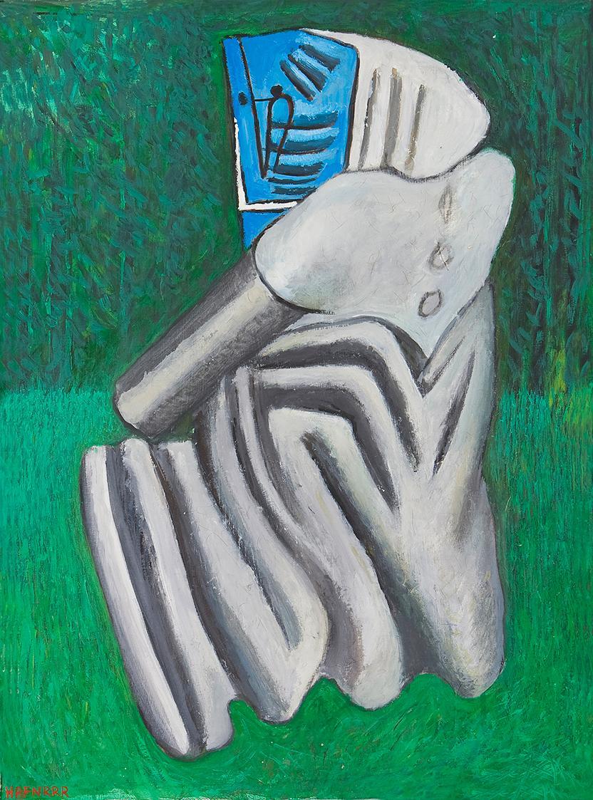 Kurt Hüpfner, Waldrand, 1992, Acryl auf Sperrholz, 50,5 × 41 cm, Privatbesitz, Wien