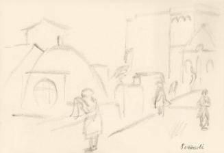 Alfred Wickenburg, Straße mit Personen in Pozzuoli, 1920/1923, Graphit Papier, Blattmaße: 17,2  ...
