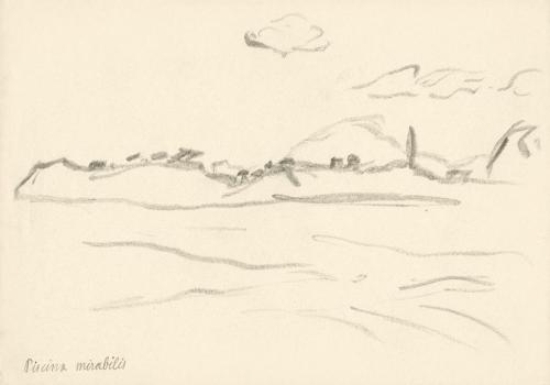 Alfred Wickenburg, Landschaft bei Piscina mirabilis, 1920/1923, Graphit Papier, Blattmaße: 17,8 ...