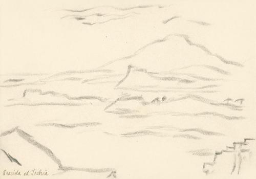 Alfred Wickenburg, Blick auf die Inseln Procida und Ischia, 1920/1923, Graphit auf Papier, Blat ...