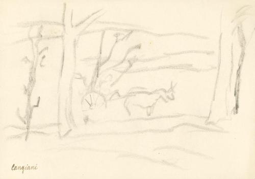 Alfred Wickenburg, Viehwagen in itlaienischer Landschaft, 1920/1923, Graphit auf Papier, Blattm ...