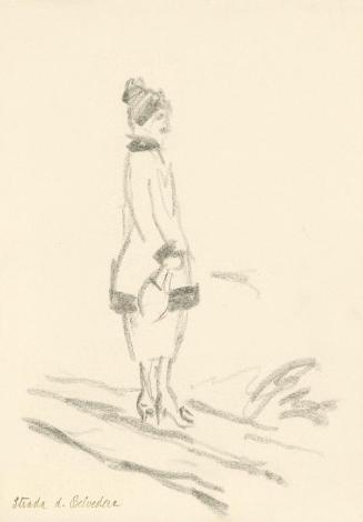 Alfred Wickenburg, Stehende Dame, 1920/1923, Graphit auf Papier, Blattmaße: 25,4 × 17,1 cm, Pri ...