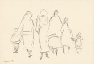 Alfred Wickenburg, Sechs Personen in Rückenansicht, Pozzuoli, 1920/1923, Graphit auf Papier, Bl ...